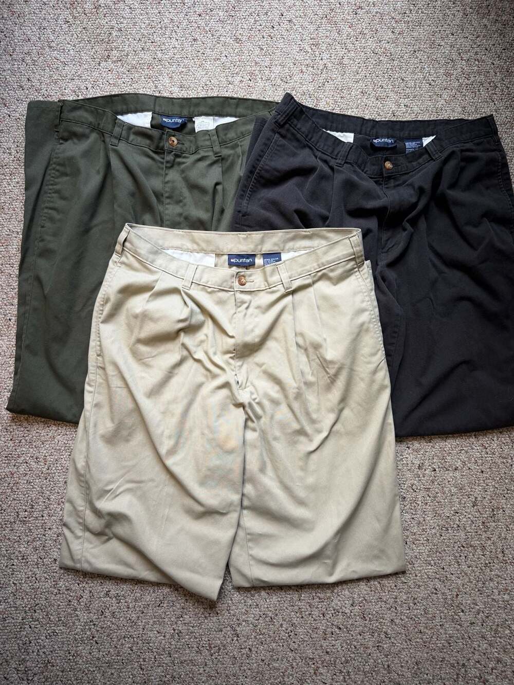 Lot of 3 Puritan Men's Pleated‎ Front Chino Pants Sizes 34x34 & 36x34